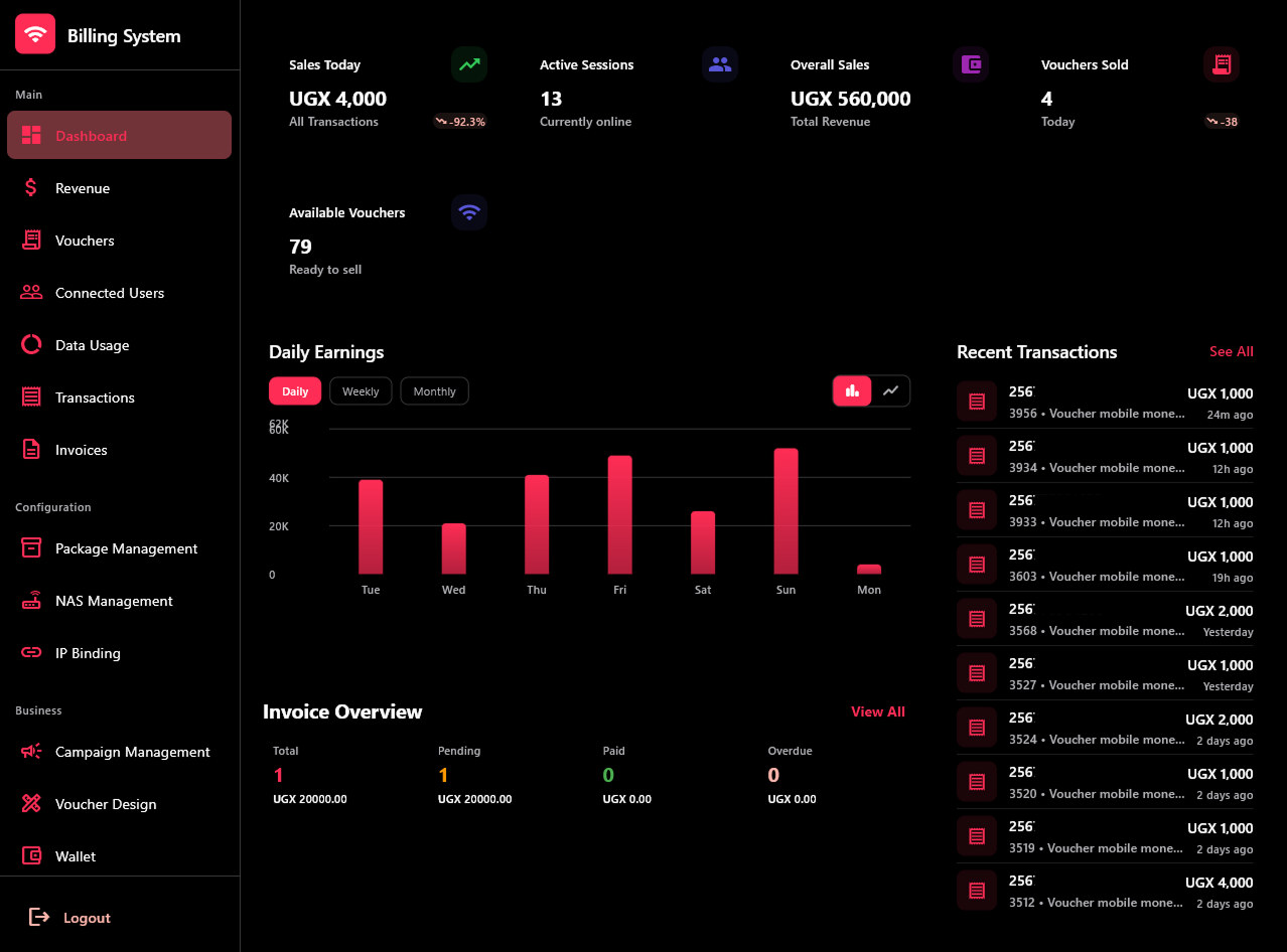 Tikman Billing Interface - Blue Theme