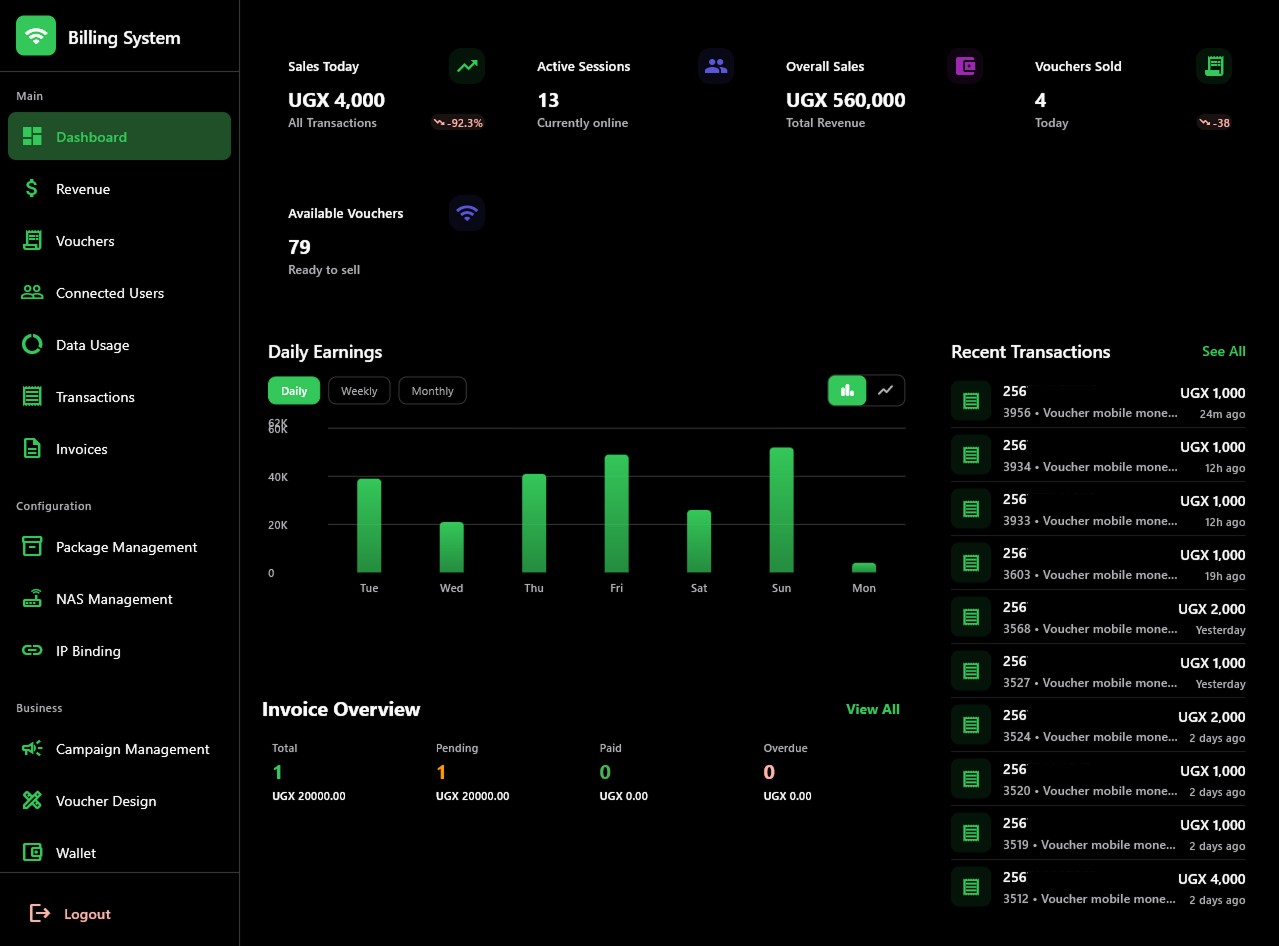 Tikman Billing Interface - Orange Theme